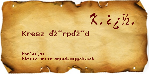 Kresz Árpád névjegykártya